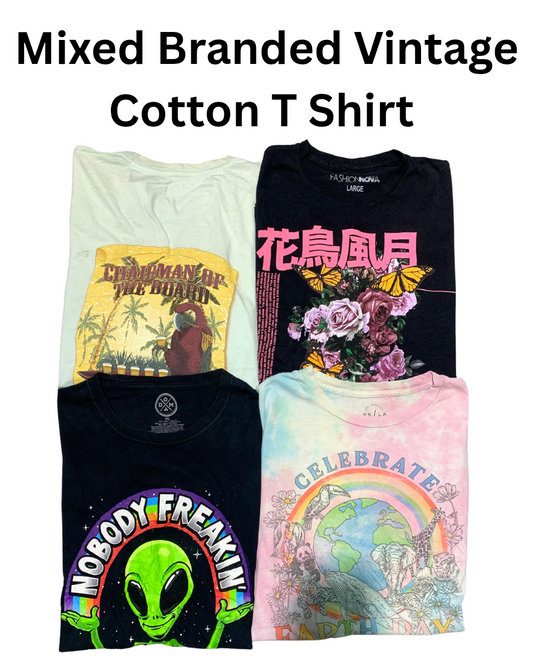 Mixed Branded Vintage Cotton T Shirt | 20, Pcs | Size S to XL | Men