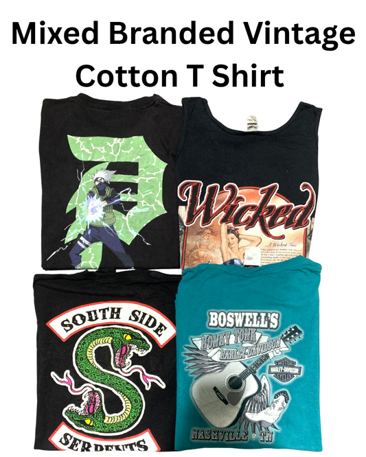 Mixed Branded Vintage Cotton T Shirt | 19, Pcs | Size S to L | Men