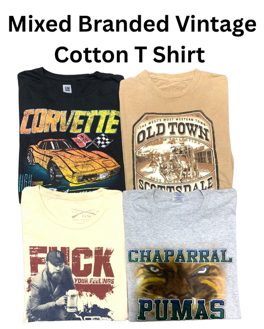Mixed Branded Vintage Cotton T Shirt | 20, Pcs | Size S to L | Men