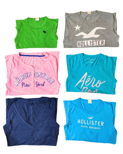 American Eagle, Abercrombie & Aeropostale – Mixed Brand Vintage Top T-Shirt for Women | 10 Pieces | XS–XL  | Grade A/B