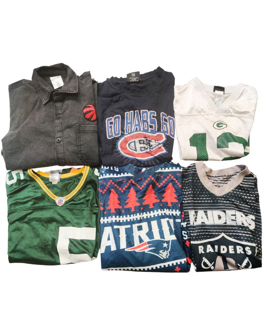 NFL, NHL, NBA & MLB – 20 Mixed Brand Vintage Sport T-Shirts | Grade | Sizes S–XL
