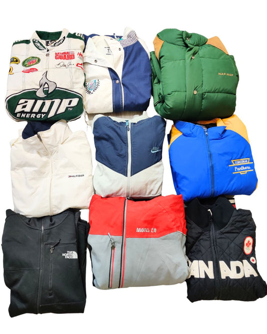 Mixed Brand Vintage Jackets – 18 Piece Branded Wholesale Bundle | Grade A/B/C (75/15/10) | Sizes S–XL | Video Included