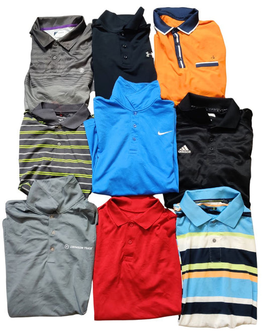 19 Mixed Brand Men’s Sport Polo T-Shirts – Modern Wholesale Bundle | Grade A/B (80/20) | Sizes S–XL | £95 | Video Included