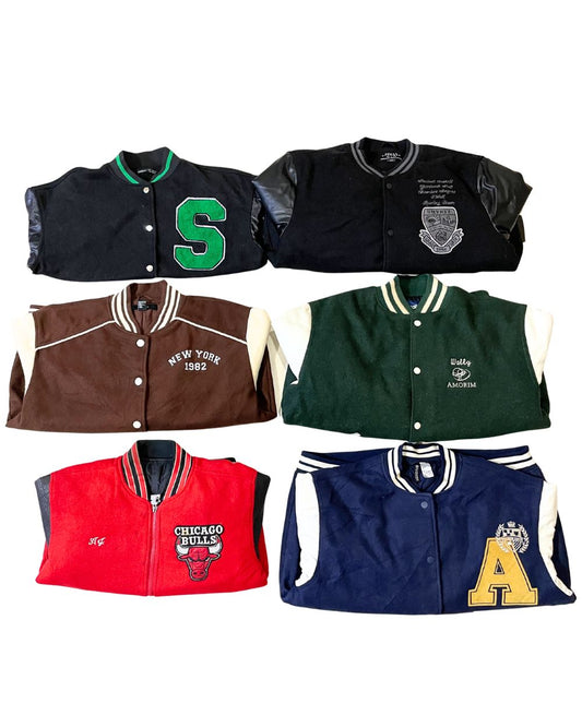 NFL Varsity & Baseball – Mixed Brand Vintage Unisex Baseball Jackets | 9 Piece| Sizes XS–XL