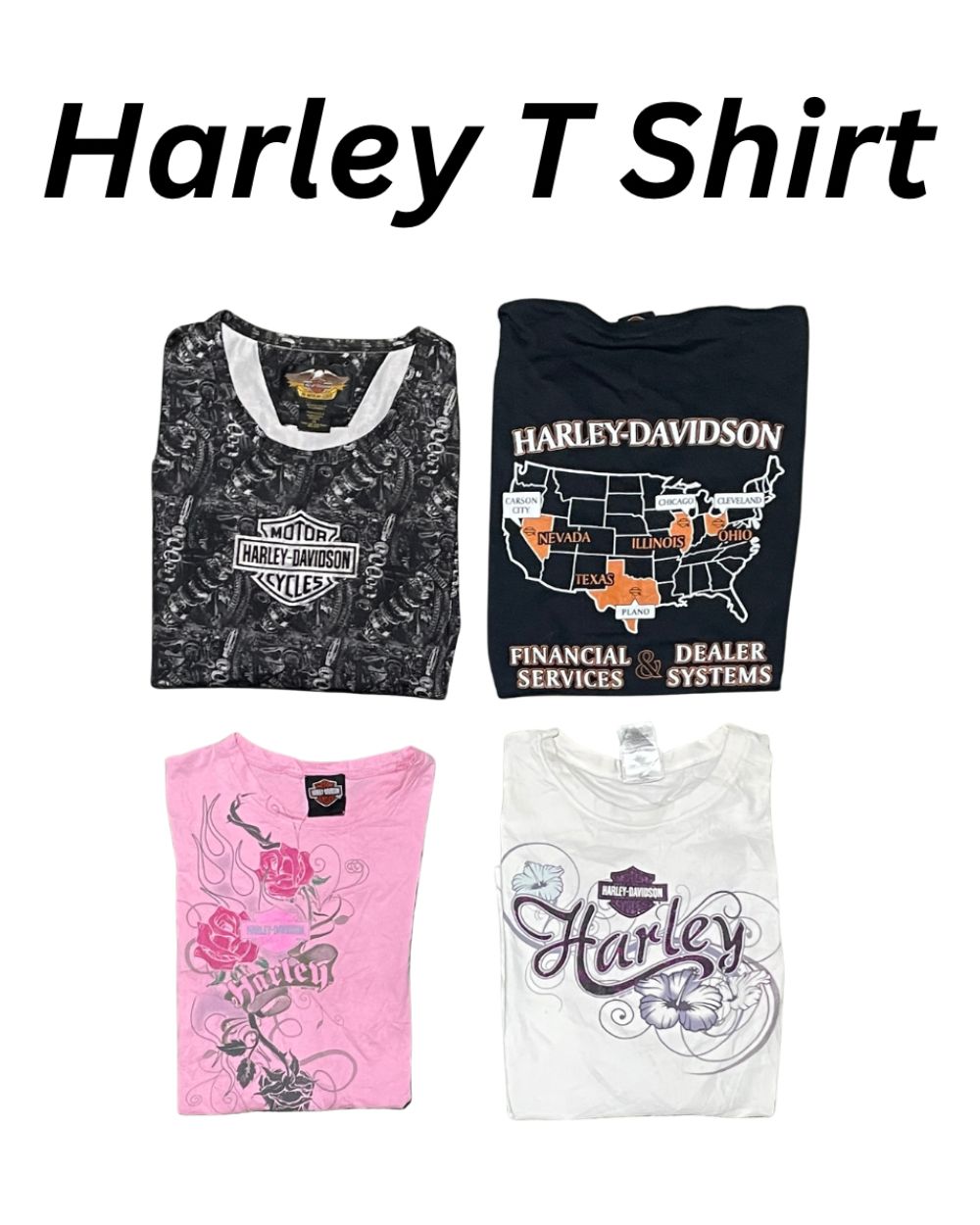 Harley Printed T-Shirts for Women | 6 Pieces | Sizes M–XL |