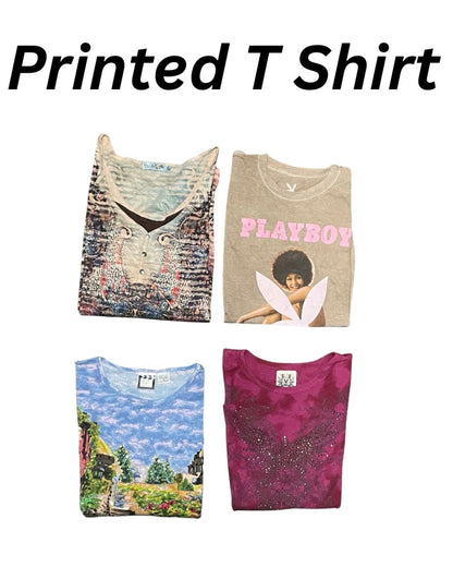 Women Printed Cotton T-Shirts | 28 Pieces | Sizes XS–XXL |