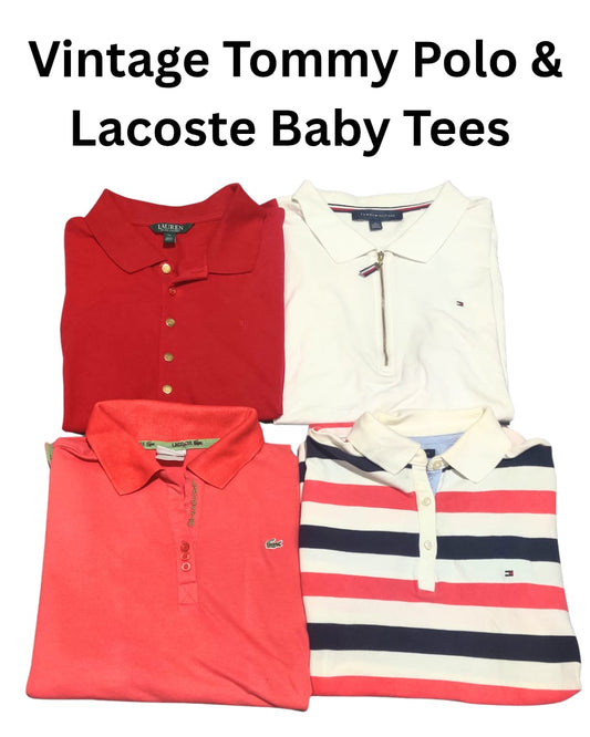 Vintage Tommy Polo & Lacoste Baby Tees | 22, Pcs | Size S to XL| Women