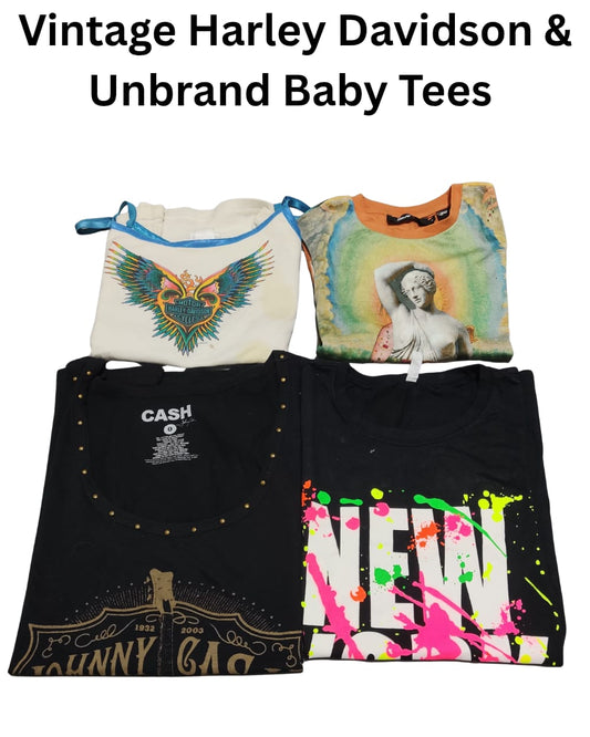 Vintage Harley Davidson & Unbrand Baby Tees | 17, Pcs | Size S to XL | Women