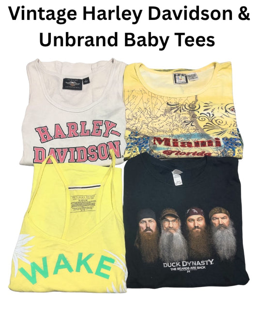 Vintage Harley Davidson & Unbrand Baby Tees | 16, Pcs | Size S to L | Women
